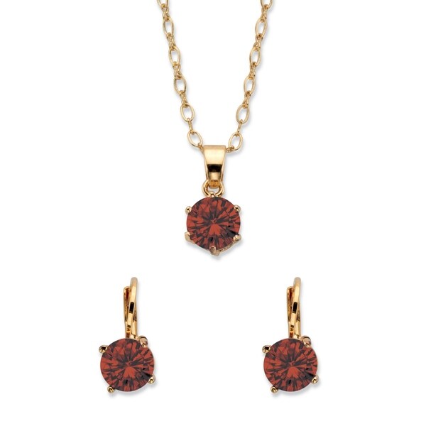 Set of earring and pendent in Garnet and Lava stone
